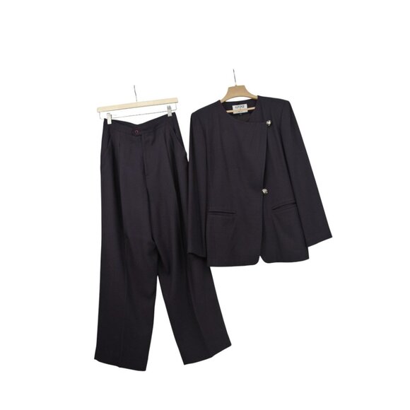 Kasper Plum Purple Brown Pant Suit Set Size 10 - Picture 9 of 12